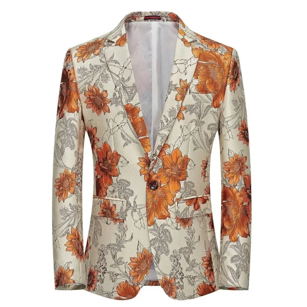 Men’s Floral Suit Jacket Blazer Prom Party Wedding Slim Fit Size 34 NWT